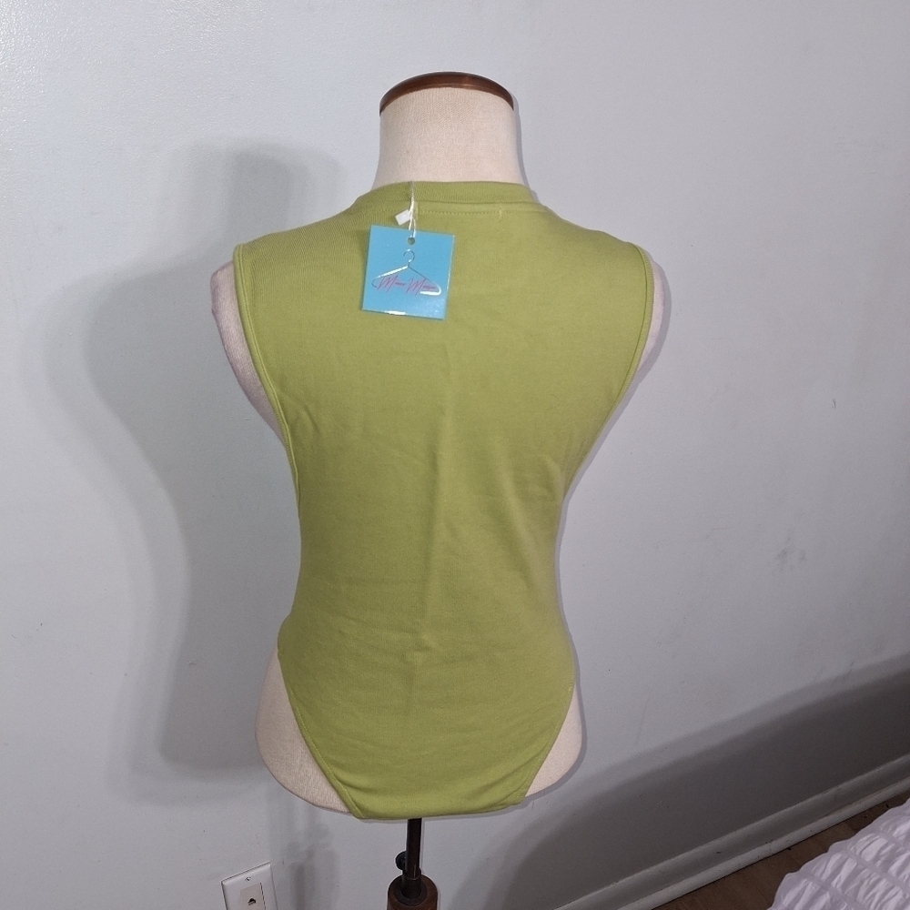 Green Sleeveless Bodysuit- W Sz Small - Picture 3 of 7